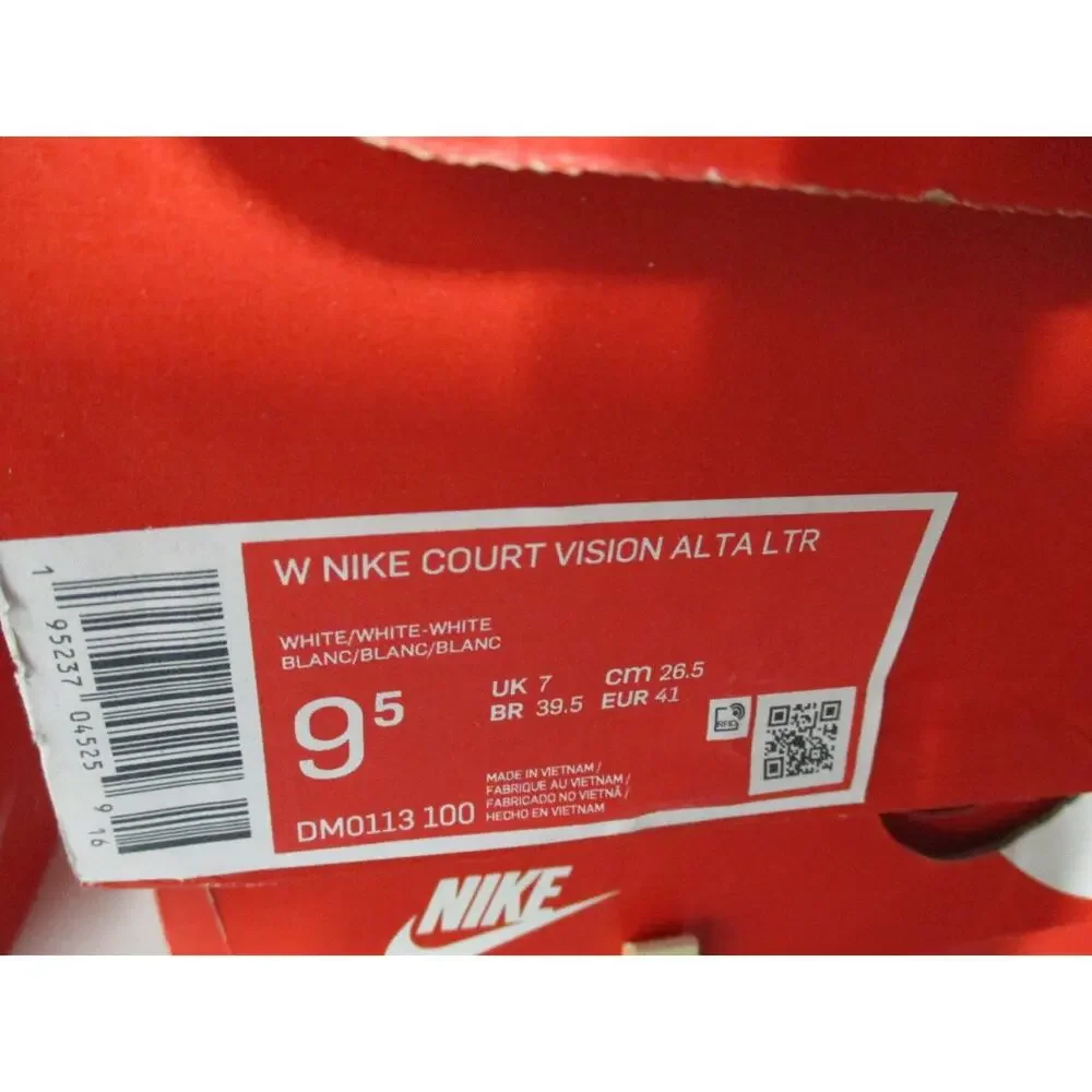 Nike Court Vision Alta Platform White Womens Sz 9.5 Casual Shoes